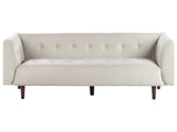 Sofa Light Beige Fabric Upholstery Wooden Legs 3 Seater Buttoned Couch Upholstery Rubberwood Legs Beliani
