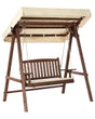 Garden Swing Seat Spruce Wood Frame Beige Fabric Outdoor 2-Seater with Canopy Freestanding Beliani