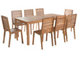 Garden Dining Set Light Brown Acacia Wood Table 180 x 90 cm 8 Outdoor Chairs Armless Rustic Style Beliani