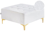 Ottoman Off-White Tufted Boucle Fabric Modern Living Room Square Footstool Gold Legs Beliani