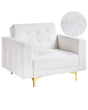 Armchair White Tufted Boucle Fabric Modern Living Room Reclining Chair Gold Legs Track Arm Beliani