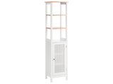 Bathroom Cabinet White MDF 30 x 160 cm Tall with Shelves Bathroom Storage Beliani
