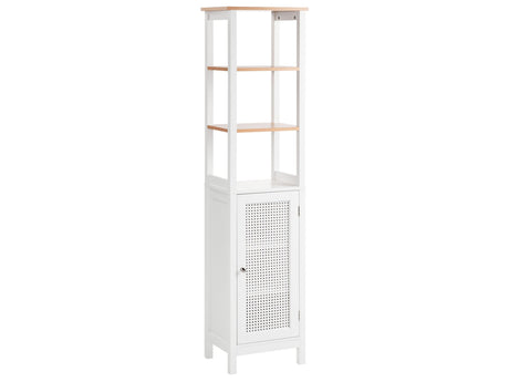 Bathroom Cabinet White MDF 30 x 160 cm Tall with Shelves Bathroom Storage Beliani