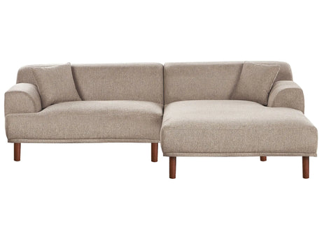 Left Hand Fabric Corner Sofa Taupe Water-Repellent Upholstery 4-Seater Minimalistic Style Beliani
