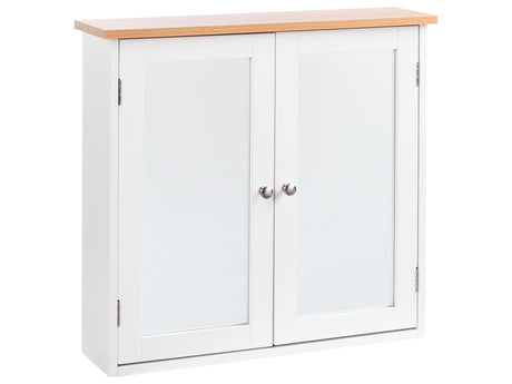 Bathroom Wall Mounted Mirror Cabinet White MDF 17 x 60 cm Storage Scandinavian Style Beliani