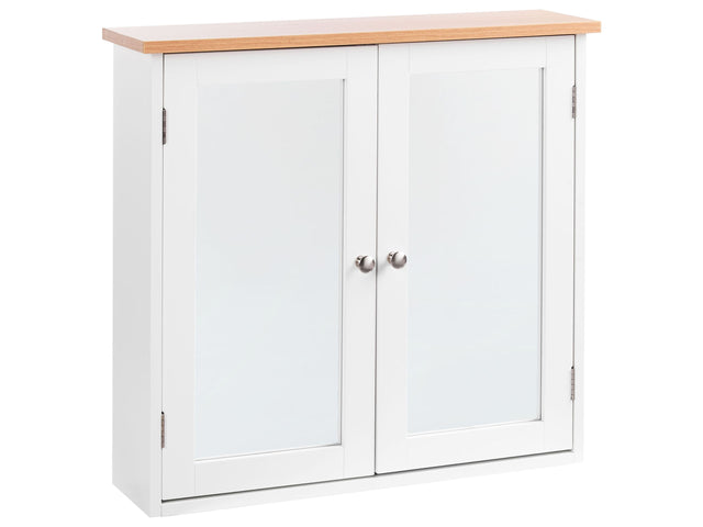 Bathroom Wall Mounted Mirror Cabinet White MDF 17 x 60 cm Storage Scandinavian Style Beliani