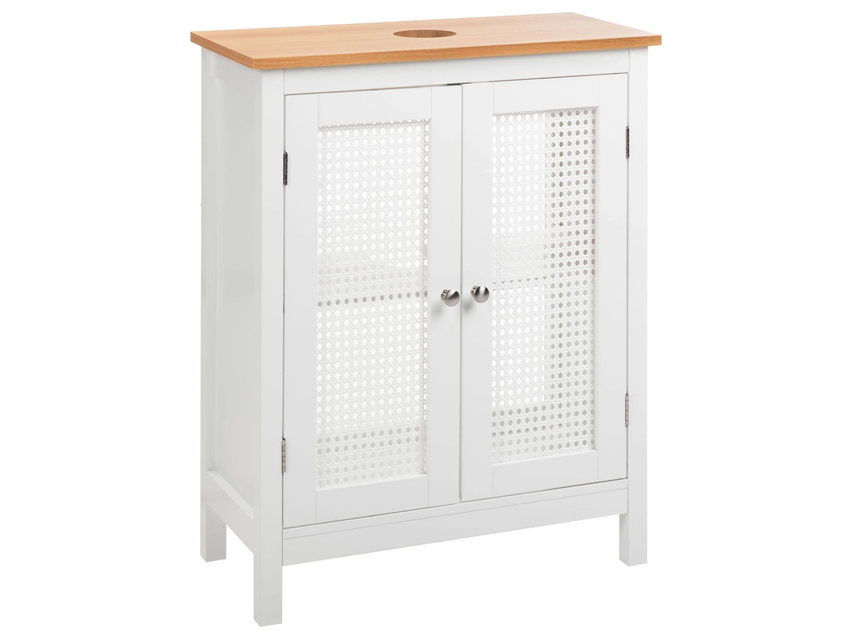 Washbasin Cabinet White MDF 60 x 75 cm Bathroom Storage with Shelves Perforated Doors Beliani