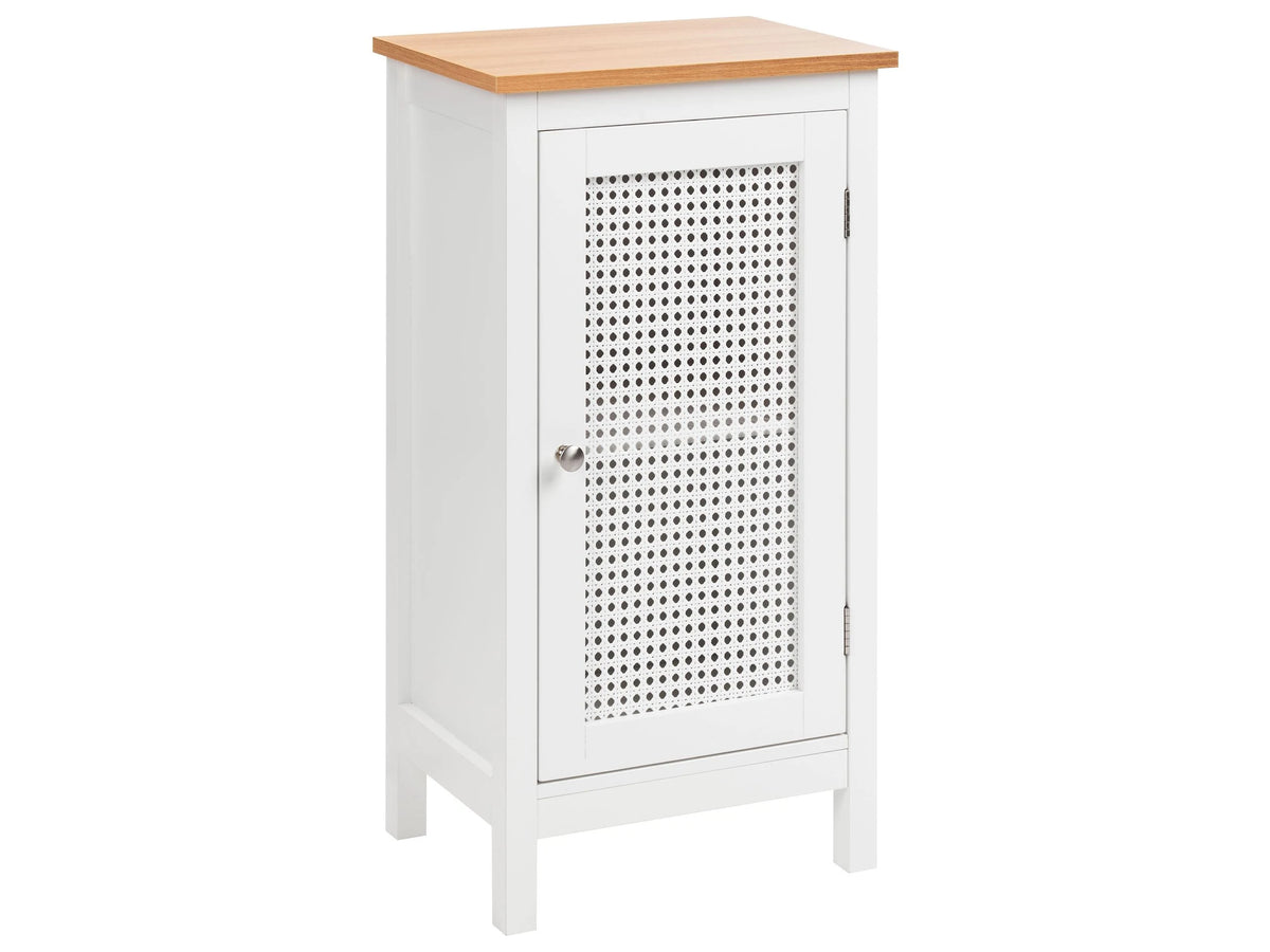 Bathroom Cabinet White MDF 30 x 75 cm Tall with Shelves and Perforated Doors Bathroom Storage Beliani