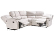 Manual Recliner Sofa Light Beige Fabric Corner Sofa 5 Seater Centre Storage Armrest Cup Holder Beliani