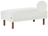Boucle White Ottoman Rectangular Footstool Living Room Pouffe on Legs Beliani