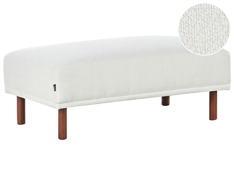 Boucle White Ottoman Rectangular Footstool Living Room Pouffe on Legs Beliani
