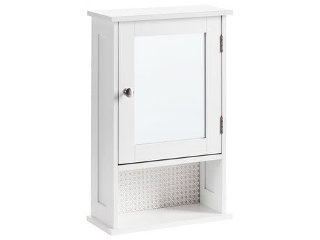 Bathroom Wall Mounted Mirror Cabinet White MDF 34 x 53 cm Bathroom Storage Modern Style Beliani