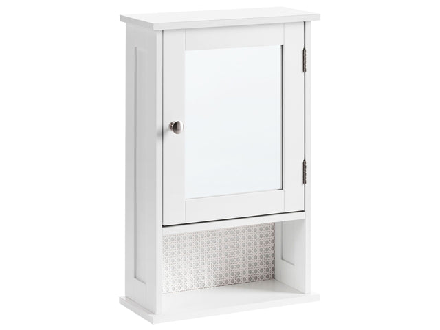 Bathroom Wall Mounted Mirror Cabinet White MDF 34 x 53 cm Bathroom Storage Modern Style Beliani