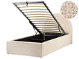 Bed Beige Boucle EU Single Size 3ft Minimalist Retro Design Ottoman Storage Slatted Base Half-Round Headboard Beliani