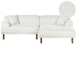 Left Hand Boucle Corner Sofa with Ottoman White Teddy Upholstery 4-Seater Minimalistic Style Beliani