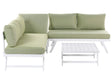 5 Seater Garden Sofa Set Green Cushions White Frame Adjustable Seats Coffee Table Modern Design Beliani