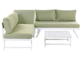 5 Seater Garden Sofa Set Green Cushions White Frame Adjustable Seats Coffee Table Modern Design Beliani