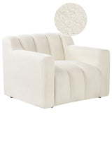Armchair Off-White Boucle Upholstered Cushioned Thickly Padded Backrest Modern Living Room Couch Beliani