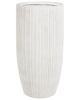 Plant Pot Light Beige 35x35x70 cm MgO Round Pinstriped Indoor Outdoor Weather Resistant Beliani