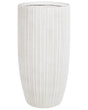 Plant Pot Light Beige 35x35x70 cm MgO Round Pinstriped Indoor Outdoor Weather Resistant Beliani