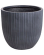 Plant Pot Graphite Grey 42x42x39 cm MgO Round Pinstriped Indoor Outdoor Weather Resistant Beliani