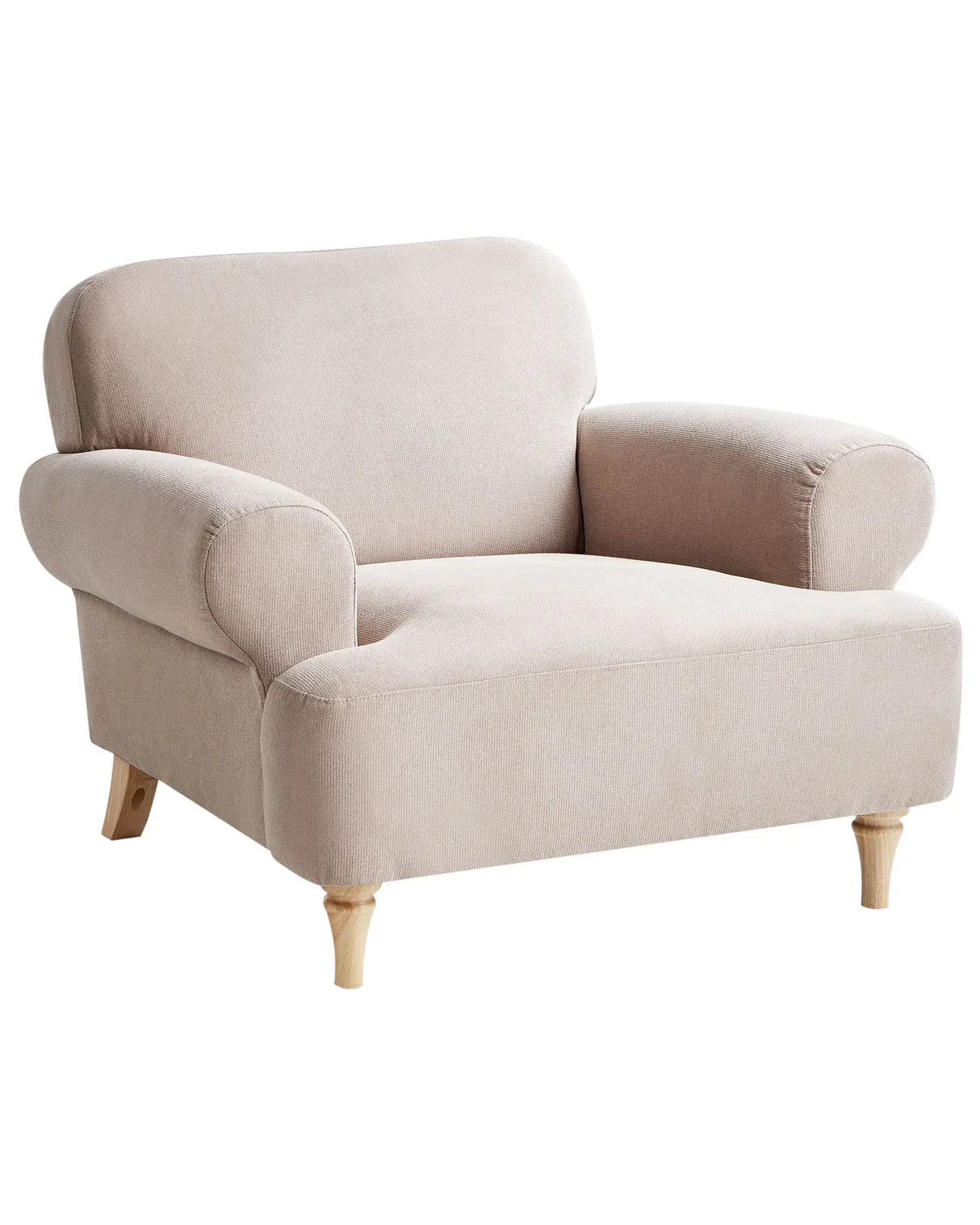 Armchair Taupe Polyester Fabric Wooden Legs Retro Minimalistic Living Room Furniture Beliani