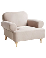 Armchair Taupe Polyester Fabric Wooden Legs Retro Minimalistic Living Room Furniture Beliani