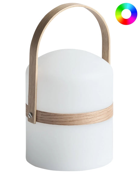 Outdoor LED Table Lamp White Synthetic Material IP54 Waterproof with Remote Control Garden Patio Lighting Solution Beliani