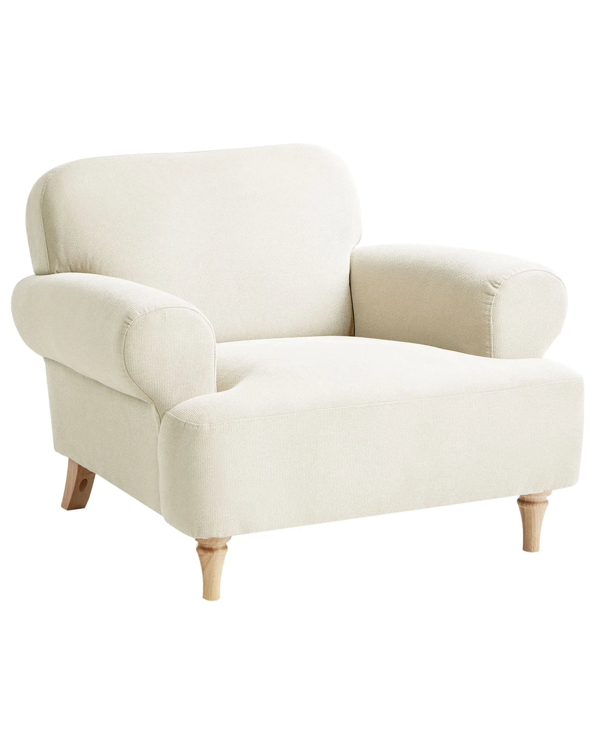 Armchair Beige Polyester Fabric Wooden Legs Retro Minimalistic Living Room Furniture Beliani