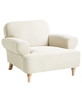 Armchair Beige Polyester Fabric Wooden Legs Retro Minimalistic Living Room Furniture Beliani