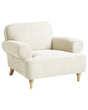 Armchair Beige Polyester Fabric Wooden Legs Retro Minimalistic Living Room Furniture Beliani