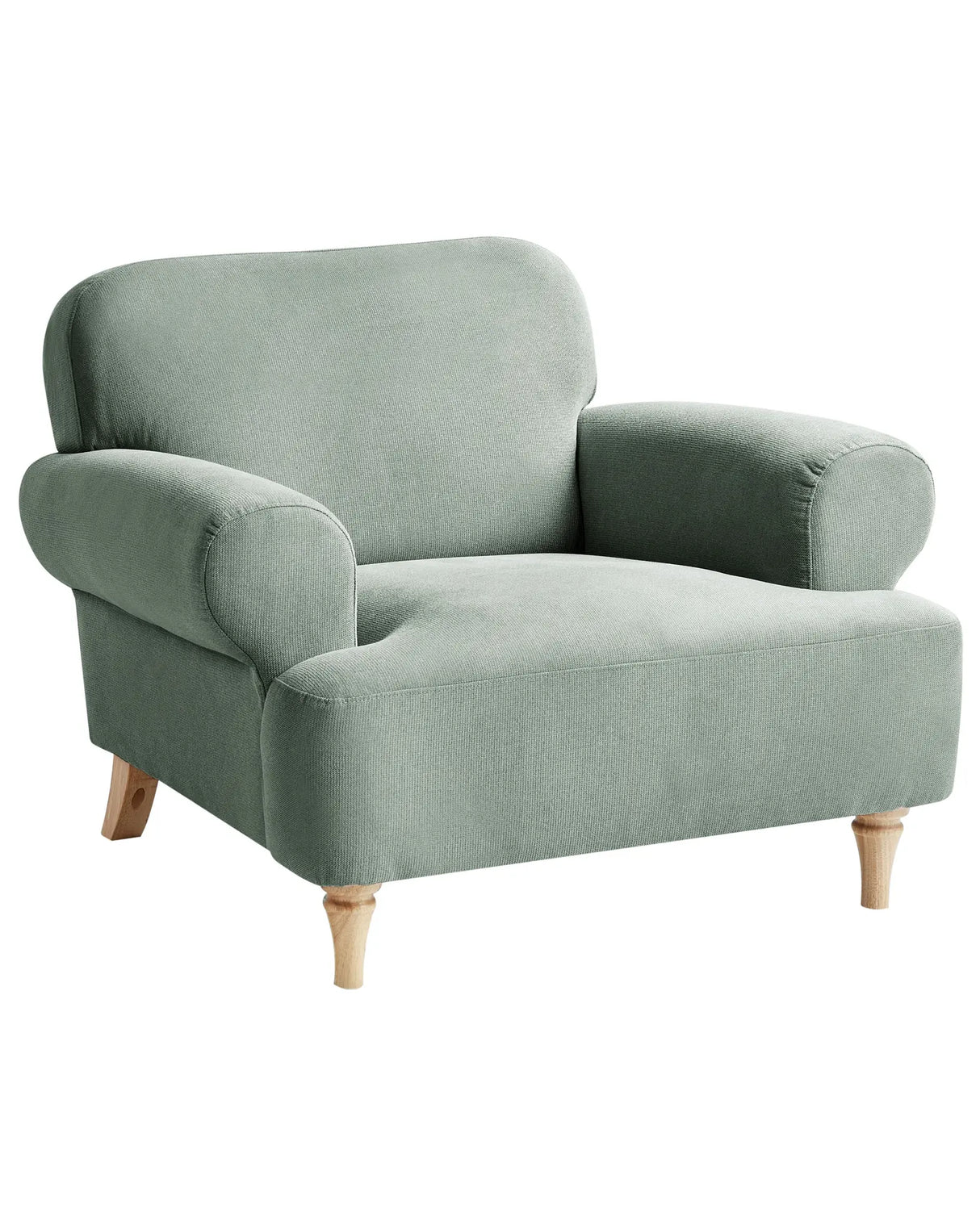 Armchair Light Green Polyester Fabric Wooden Legs Retro Minimalistic Living Room Furniture Beliani
