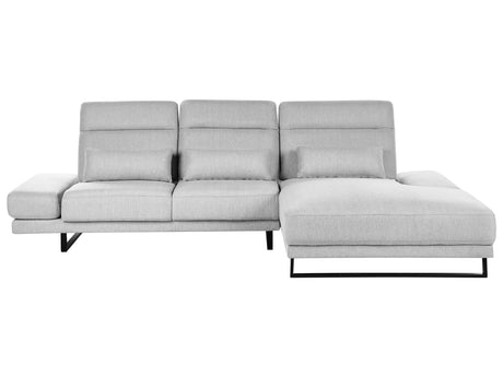 Left Hand Corner Sofa Light Grey Polyester Upholstery Steel Legs Adjustable Armrests and Backrest Living Room Furniture Beliani