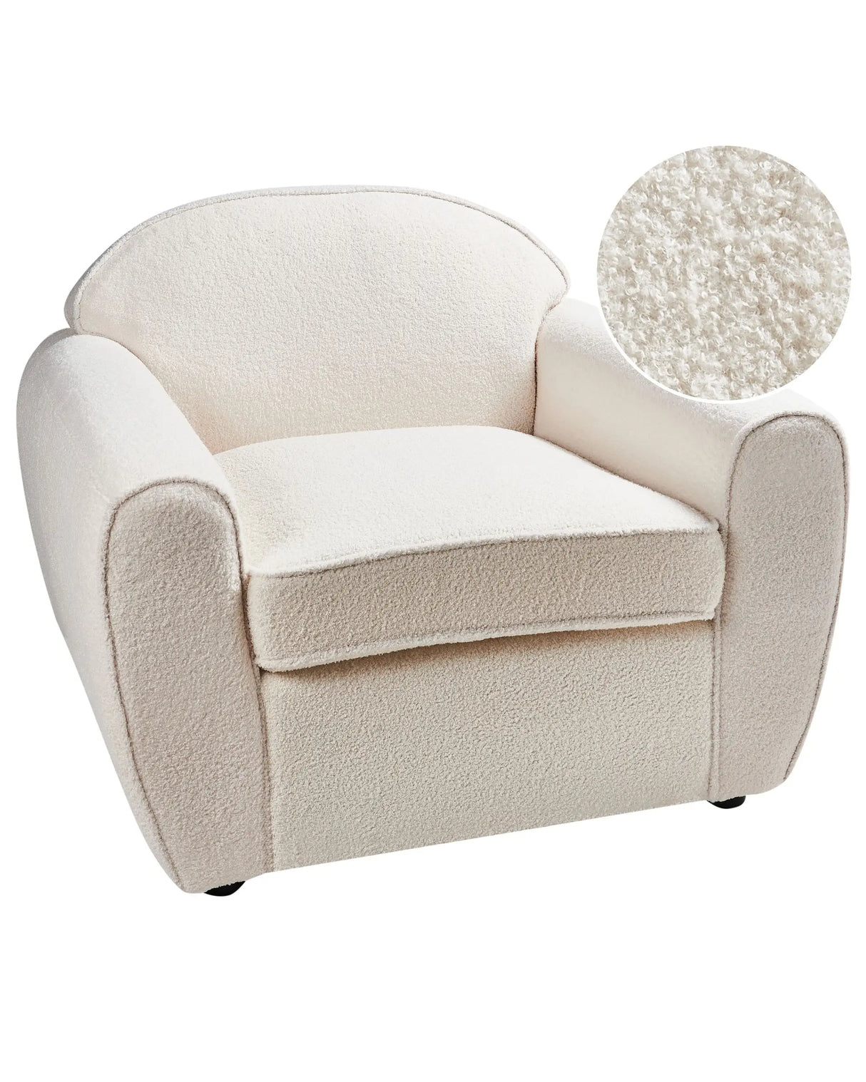 Armchair Light Beige Boucle Upholstered Cushioned Thickly Padded Backrest Modern Living Room Couch Beliani
