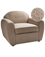Armchair Light Brown Boucle Upholstered Cushioned Thickly Padded Backrest Modern Living Room Couch Beliani