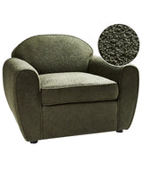 Armchair Dark Green Boucle Upholstered Cushioned Thickly Padded Backrest Modern Living Room Couch Beliani