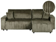 Left Corner Sofa Green Fabric Cord Upholstered with Sleeper Function Pull Out Pet Friendly Cushioned Back Beliani