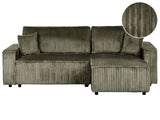 Left Corner Sofa Green Fabric Cord Upholstered with Sleeper Function Pull Out Pet Friendly Cushioned Back Beliani