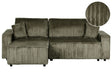 Right Corner Sofa Green Fabric Cord Upholstered with Sleeper Function Pull Out Pet Friendly Cushioned Back Beliani