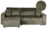 Right Corner Sofa Green Fabric Cord Upholstered with Sleeper Function Pull Out Pet Friendly Cushioned Back Beliani