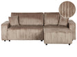 Left Corner Sofa Light Brown Fabric Cord Upholstered with Sleeper Function Pull Out Pet Friendly Cushioned Back Beliani
