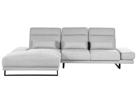 Right Hand Corner Sofa Light Grey Polyester Upholstery Steel Legs Adjustable Armrests and Backrest Living Room Furniture Beliani