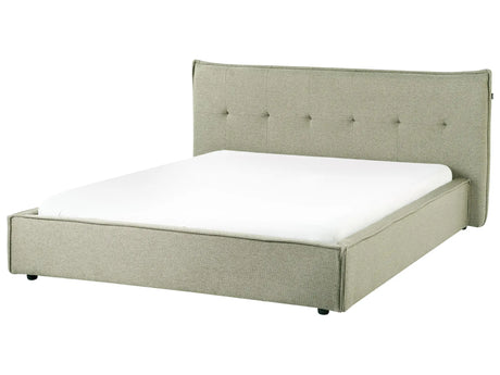 EU King Size Bed Green Linen Fabric Upholstery 5ft3 Black Legs with Headboard and Slatted Bed Frame Bedroom Furniture Beliani