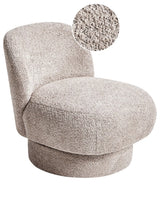 Swivel Armchair Beige Boucle Upholstery Club Chair Curved Backrest Retro Beliani