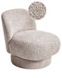Swivel Armchair Beige Boucle Upholstery Club Chair Curved Backrest Retro Beliani