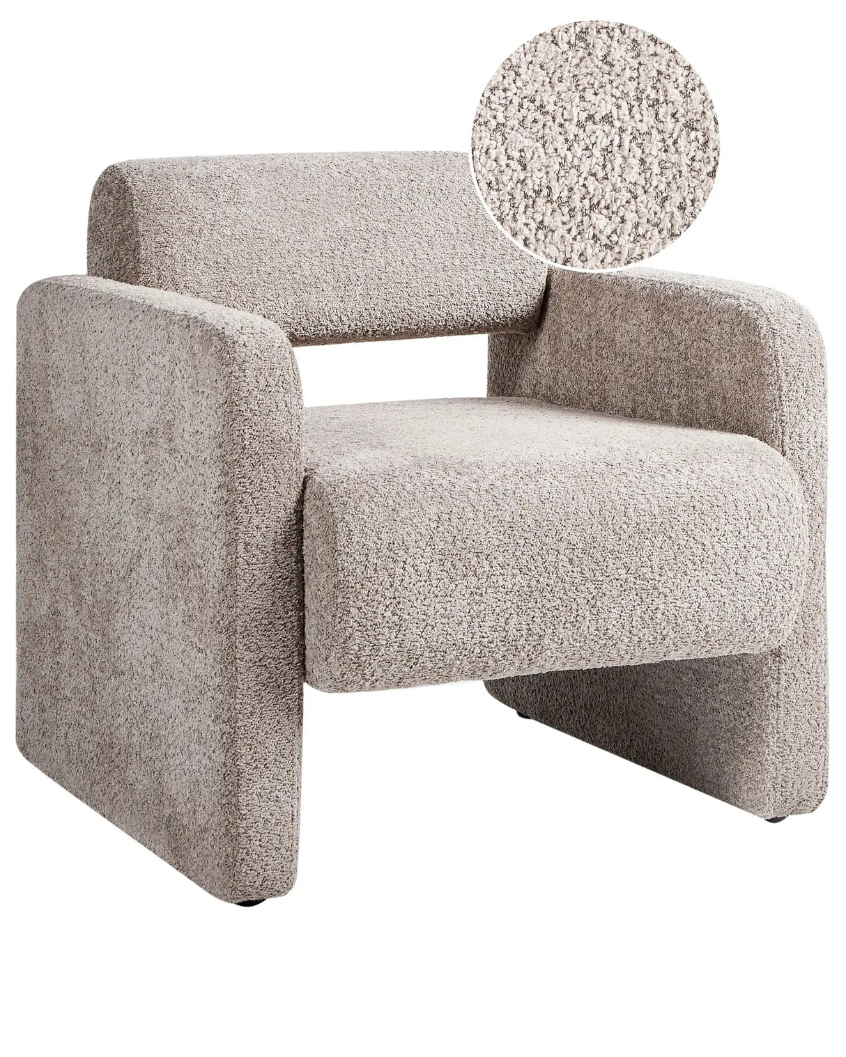 Armchair Beige Boucle Seat Armless Retro Style Beliani