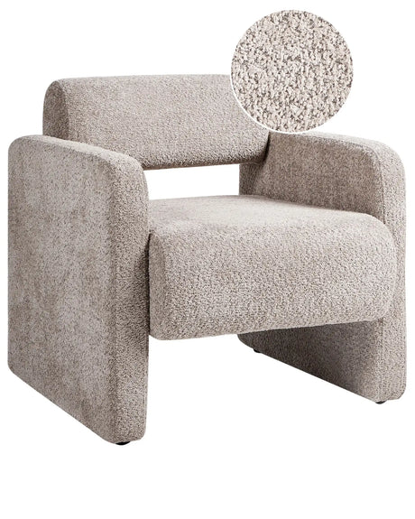 Armchair Beige Boucle Seat Armless Retro Style Beliani
