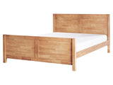 Bed Light Rubber Wood EU King Size 5ft3 with Headboard Slatted Base Minimalistic Rustic Style Beliani