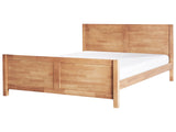 Bed Light Rubber Wood EU Super King Size 6ft with Headboard Slatted Base Minimalistic Rustic Style Beliani