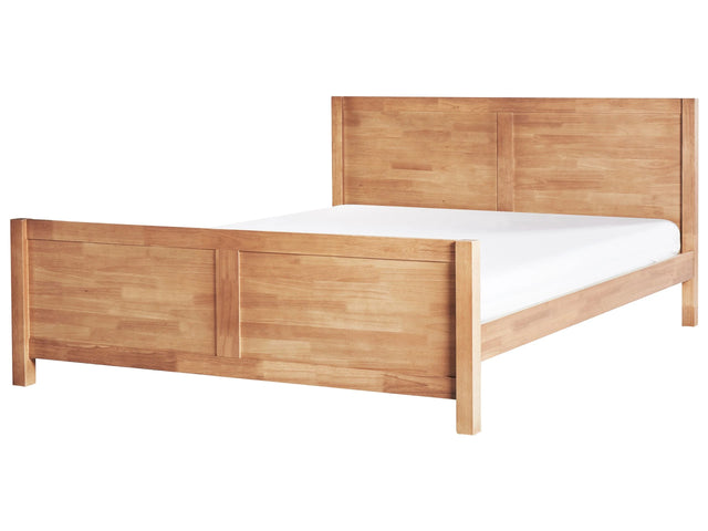 Bed Light Rubber Wood EU Super King Size 6ft with Headboard Slatted Base Minimalistic Rustic Style Beliani